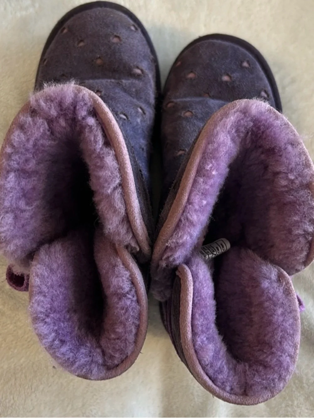 UGG Purple Suede Shearling Bow Short Boots